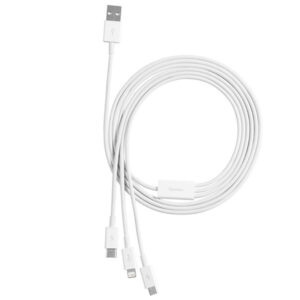 Cablu 3in1 Baseus USB la micro USB / USB - C/ Lighting 3.5A 1.2m alb